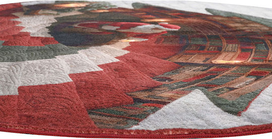 Pol Carpets Αντιολισθητικό Χαλί Στρογγυλό Μπορντό Φ130cm