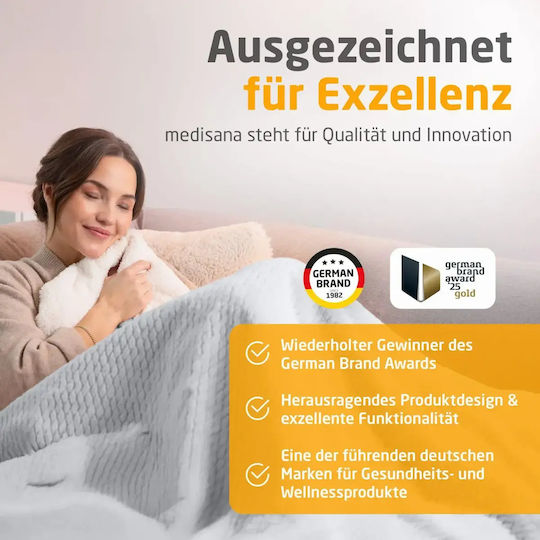 Medisana Pătură Electrică pentru Pat Dublu Gri 180x130 cm