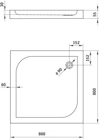 Deante Cubic Square Acrylic Shower Tray 80x80cm