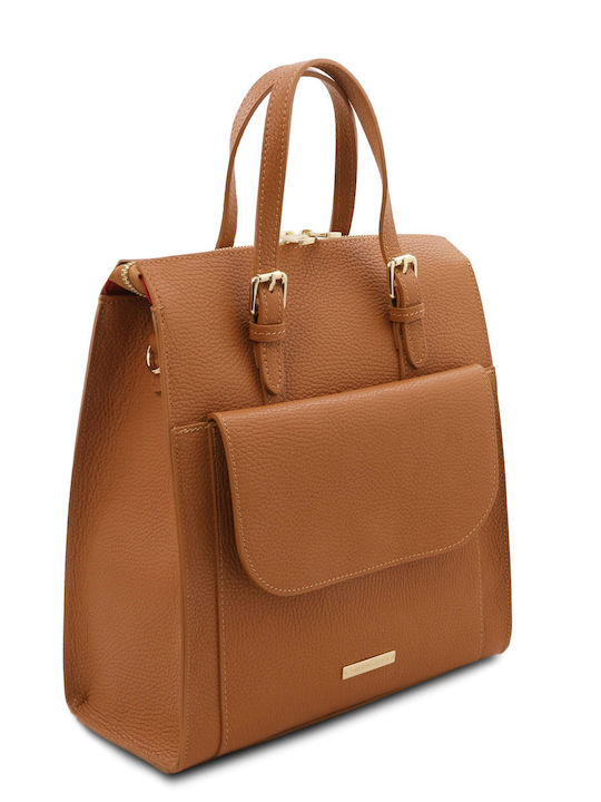 Cognac Leather Women's Backpack