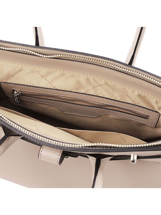 Light Ash Grey Leather Women's Tote Bag