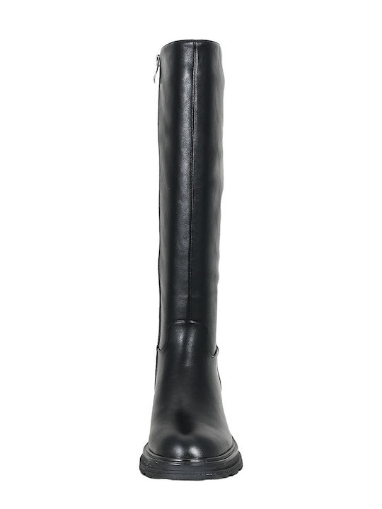 Borne Leather Women’s Boots with Mid Heel Black