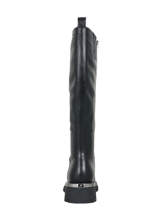 Borne Leather Women’s Boots with Mid Heel Black