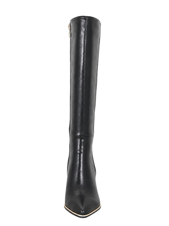 Bella Leather Women's High-Heel Boots Black