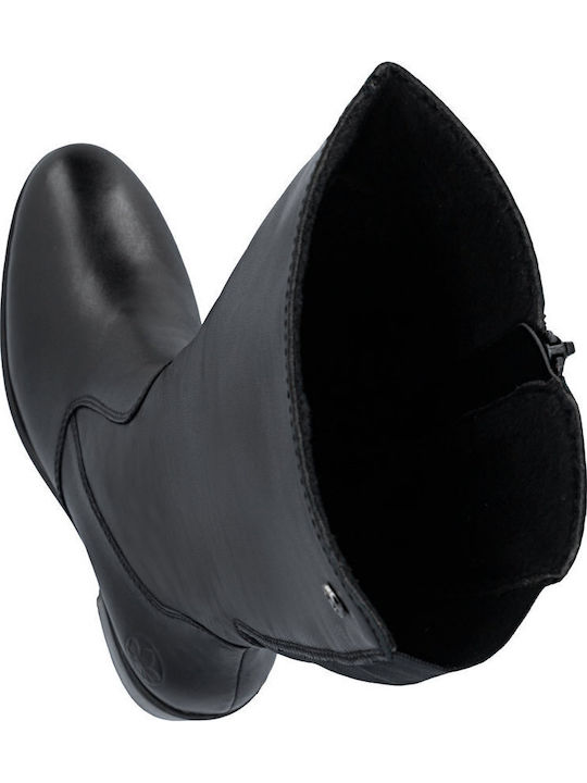 Schwarze Damenlederstiefel mit Pelz