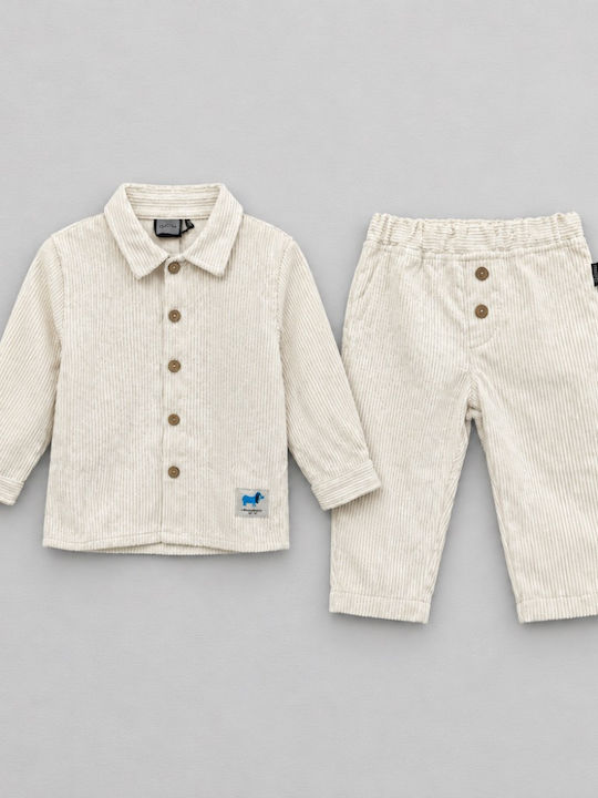Set pentru copii cu pantaloni 2 bucăți crem