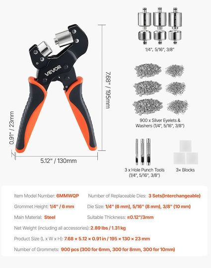 Vevor Комплект Инструменти за Монтаж на Очи 900 Бройки 6 8 10 Mm Kyqshymjtcxkio27d001v0