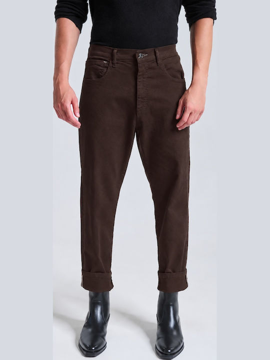 Мъжки дънки Slim Fit в кафяв цвят