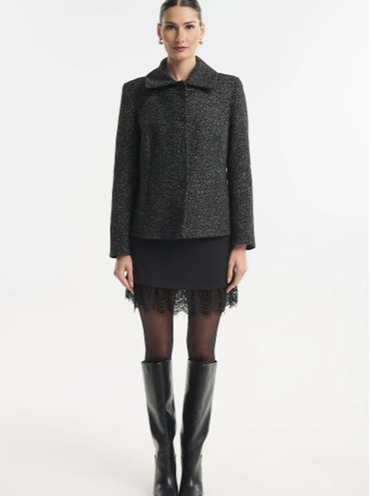 Fibes Damen-Tweedblazer Schwarz