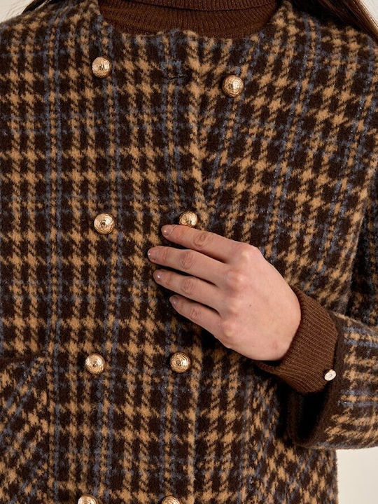 Molly Bracken Damenblazer Braun Gemustert