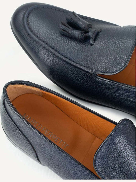 Mocasini Bărbătești din Piele de Culoare Albastră