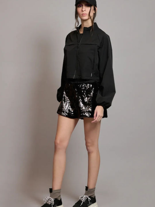 Collectiva Noir Damen-Shorts mit Hoher Taille Blk