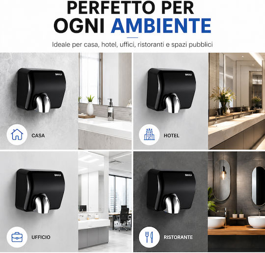 Bakaji Plastic Hand Dryer with Sensor in Black Colour 2.3kW 02002448