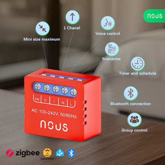 Nous Интелигентен ключ с 1 канал Bluetooth и ZigBee 8,5 A с дистанционно управление, 2 бр