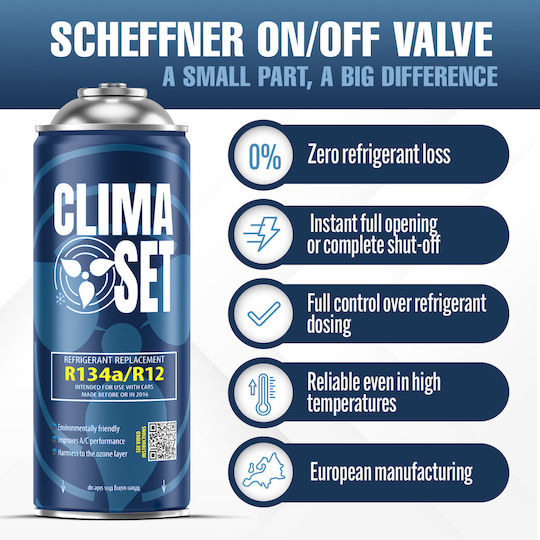 Climaset 2 Флакона + Кабел + Адаптер Hp Lp Хладилен Агент за Климатик R134a