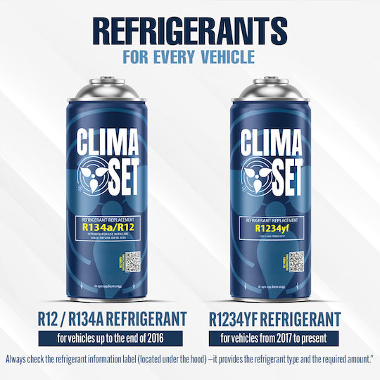 Climaset 2 Флакона + Кабел + Адаптер Hp Lp Хладилен Агент за Климатик R134a