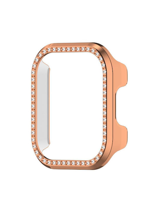 Redmi Watch 6 Active Diamant-Halbabdeckung Hohle PC-Uhren-Schutzhülle Roségold