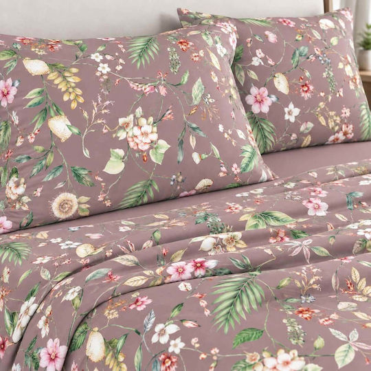 Astron Italy Ortensia Super-Double Set 4 Pieces 160x200+40cm Fitted Dusty Rose Astron Italy Ortensia Super-Double Set 4 Pieces 160x200+40cm Fitted Dusty Rose