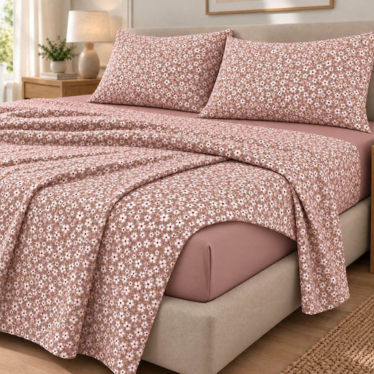 Astron Italy Elisa Single Bed Sheet Set 175x260cm Dusty Rose (3 pcs)