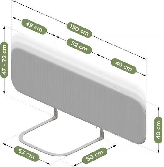 Tulano Barieră de Protecție Pliabilă pentru Pat, din Metal, de Culoare Gri, 150 cm