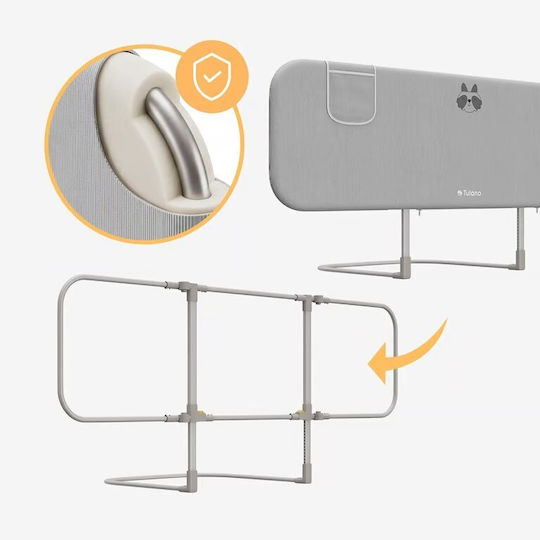 Tulano Barieră de Protecție Pliabilă pentru Pat, din Metal, de Culoare Gri, 150 cm