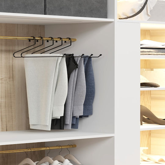Femmit Set of 5 Metal Trouser Hangers Black 40x17cm Open End Space Saving in the Wardrobe