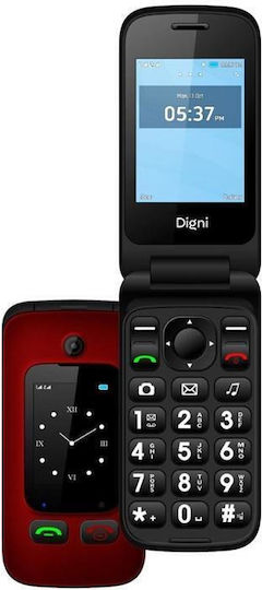 Digni Flip Dual-SIM Handy mit Großen Tasten Rot