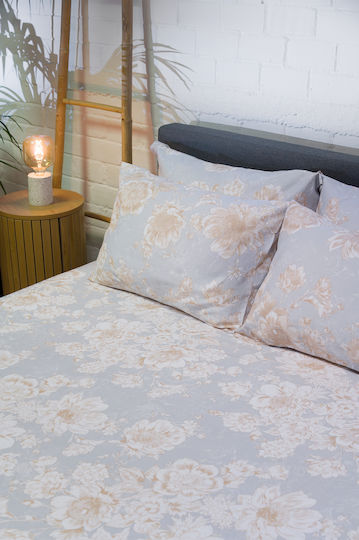 Viokarpet Diamond Super-Double Bed Sheet Set 240x270cm Pearl Sky (4 Pieces)