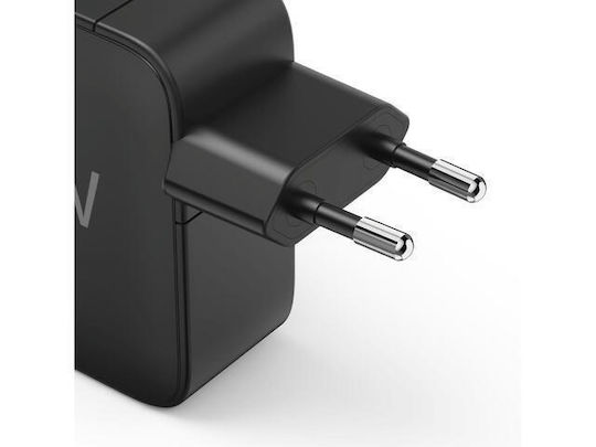 HAMA GaN Charger Without Cable with USB-A Port and 2 USB-C Ports 100W Power Delivery / Quick Charge 3.0 Black