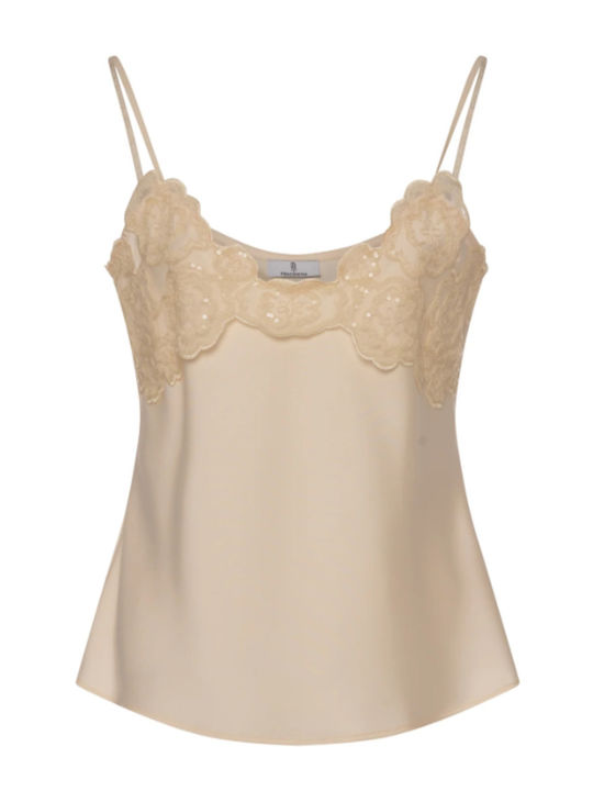 Ärmellose Damenbluse Cream