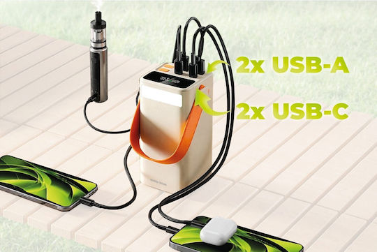 Mobile Origin PB18 Power Bank 50000mAh 65W με 2 Θύρες USB-A και 2 Θύρες USB-C Power Delivery Μπεζ