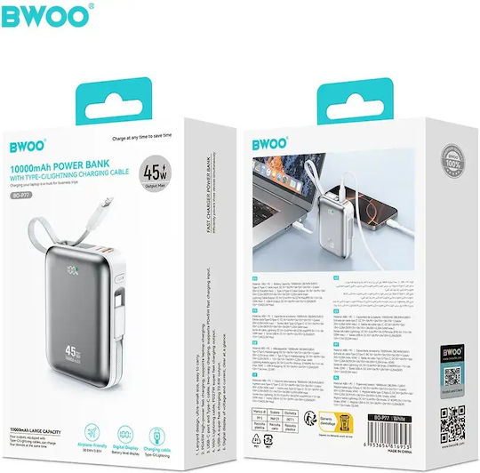 BWOO P77 Power Bank 10000mAh 45W Γκρι