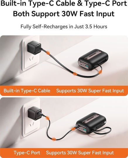 Joyroom Colorful Series JR-L012 Power Bank 10000 mAh 22,5 W mit USB-A-Anschluss und 2 USB-C-Anschlüssen Power Delivery / PPS Schwarz