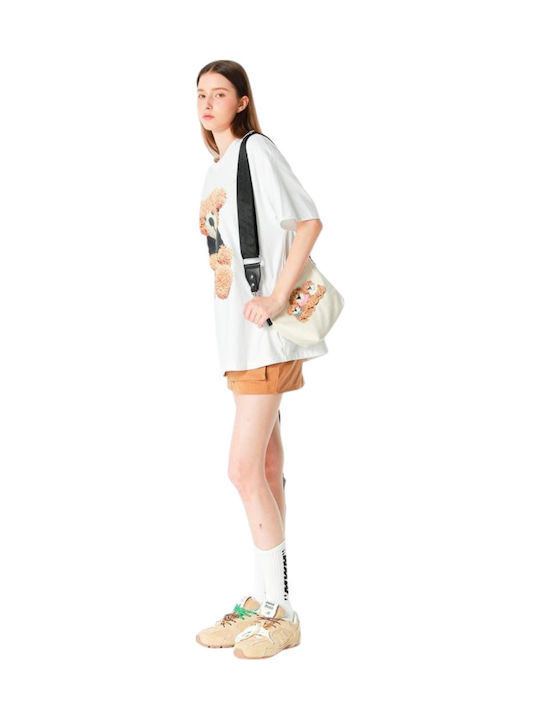 Beige Damenhandtasche aus Stoff