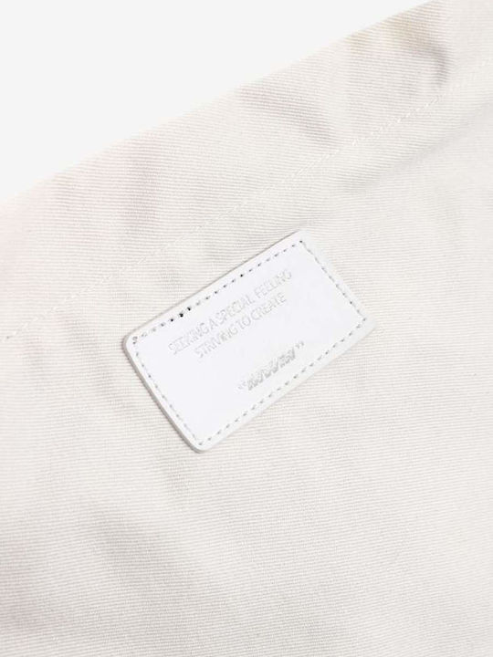 Beige Damenhandtasche aus Stoff