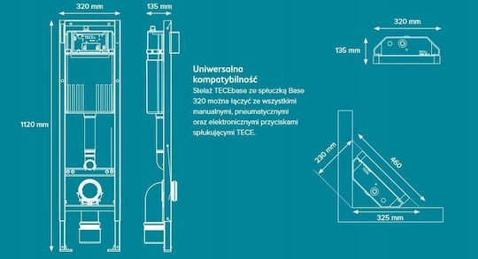 Tece Built-in Plastic Toilet Flush Rectangular Low Pressure