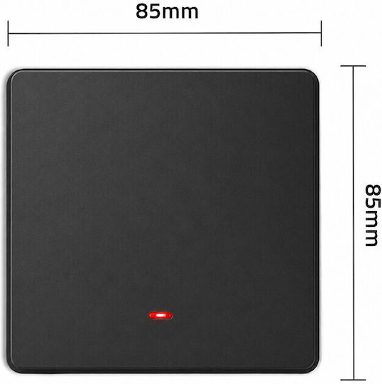 Qoltec Wall-Mounted Single Wi-Fi Wall Switch with Black Frame