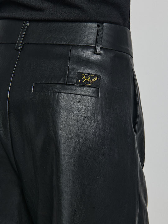 Damen Capri-Lederhose Schwarz