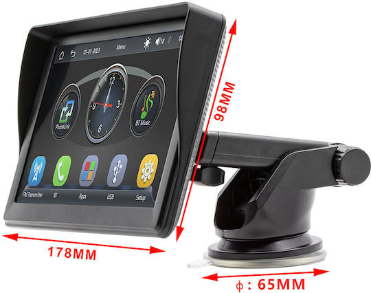 Тъчскрийн 7" Мултимедийна за Табло на Автомобил с Apple CarPlay / Android Auto / Bluetooth / GPS