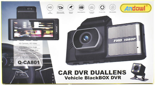 Andowl Qca801 Set Camera DVR Auto cu Ecran 3.18" pentru Parbriz cu Autocolant & Camera de Marsarier