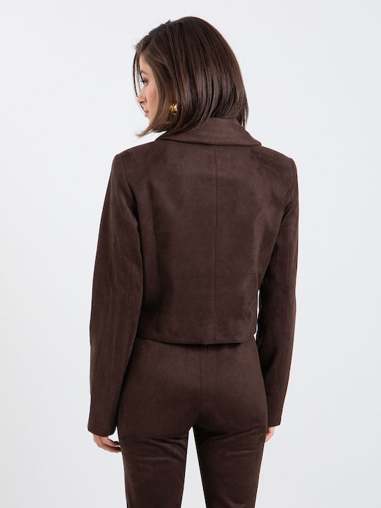 Toi&Moi Short Brown Leather Women's Jacket