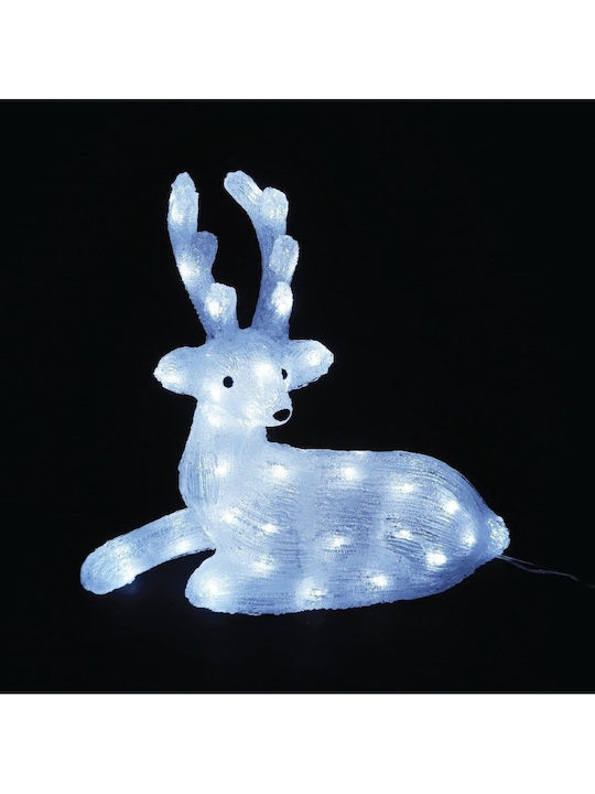 Aca Φωτιζόμενος Πλαστικός Τάρανδος Λευκός Sitting Reindeer