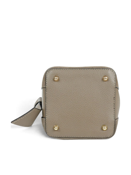 Leather Women's Suede Drawstring Bag Taupe Scuro