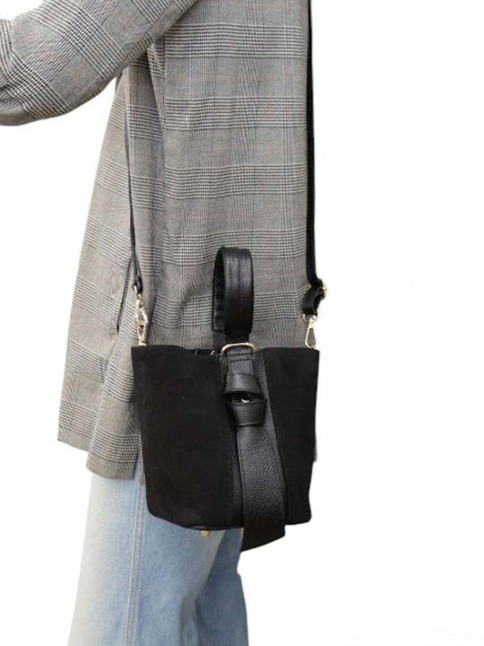 Leather Women's Suede Drawstring Bag Taupe Scuro