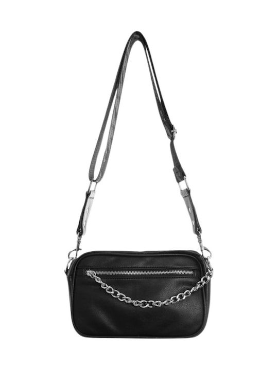 Schwarze Damen-Schultertasche aus Leder