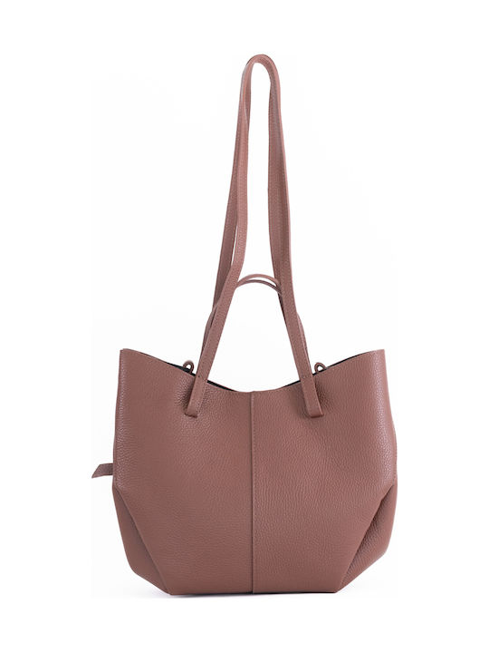Set Leather Women's Shopper Bag Brown Chocolate
