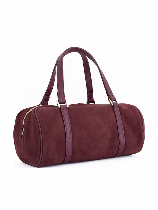 Leather Women's Barrel Bag Burgundy