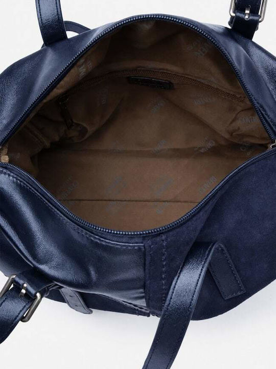 Fabric Women's Tote Bag Suede Dark Blue
