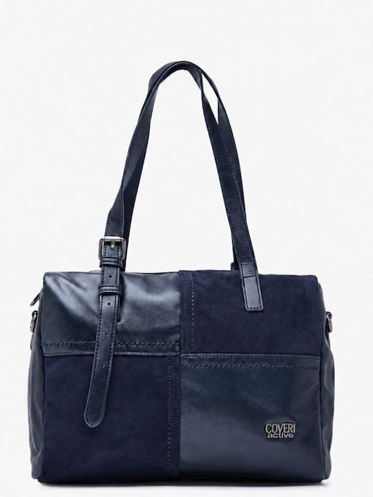 Fabric Women's Tote Bag Suede Dark Blue