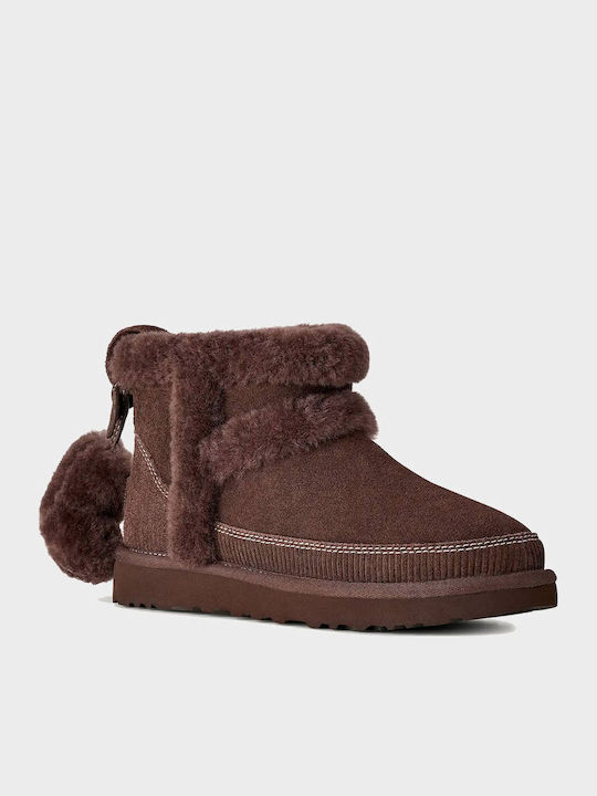 Classic Mini Suede Γυναικεία Μποτάκια Αστραγάλου Burnt Cedar